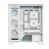 PC korpusas MODECOM VOLCANO STELLAR PLUS ARGB MIDI 8F WHITE — midi bokštas, ATX, grūdintas stiklas, ARGB apšvietimas, 8 ventiliatoriai, GPU iki 42 cm