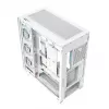 PC korpusas MODECOM VOLCANO STELLAR PLUS ARGB MIDI 8F WHITE — midi bokštas, ATX, grūdintas stiklas, ARGB apšvietimas, 8 ventiliatoriai, GPU iki 42 cm