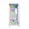 PC korpusas MODECOM VOLCANO STELLAR PLUS ARGB MIDI 8F WHITE — midi bokštas, ATX, grūdintas stiklas, ARGB apšvietimas, 8 ventiliatoriai, GPU iki 42 cm