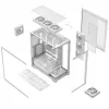 PC korpusas MODECOM VOLCANO STELLAR PLUS ARGB MIDI 8F WHITE — midi bokštas, ATX, grūdintas stiklas, ARGB apšvietimas, 8 ventiliatoriai, GPU iki 42 cm