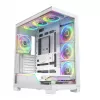 PC korpusas MODECOM VOLCANO STELLAR PLUS ARGB MIDI 8F WHITE — midi bokštas, ATX, grūdintas stiklas, ARGB apšvietimas, 8 ventiliatoriai, GPU iki 42 cm