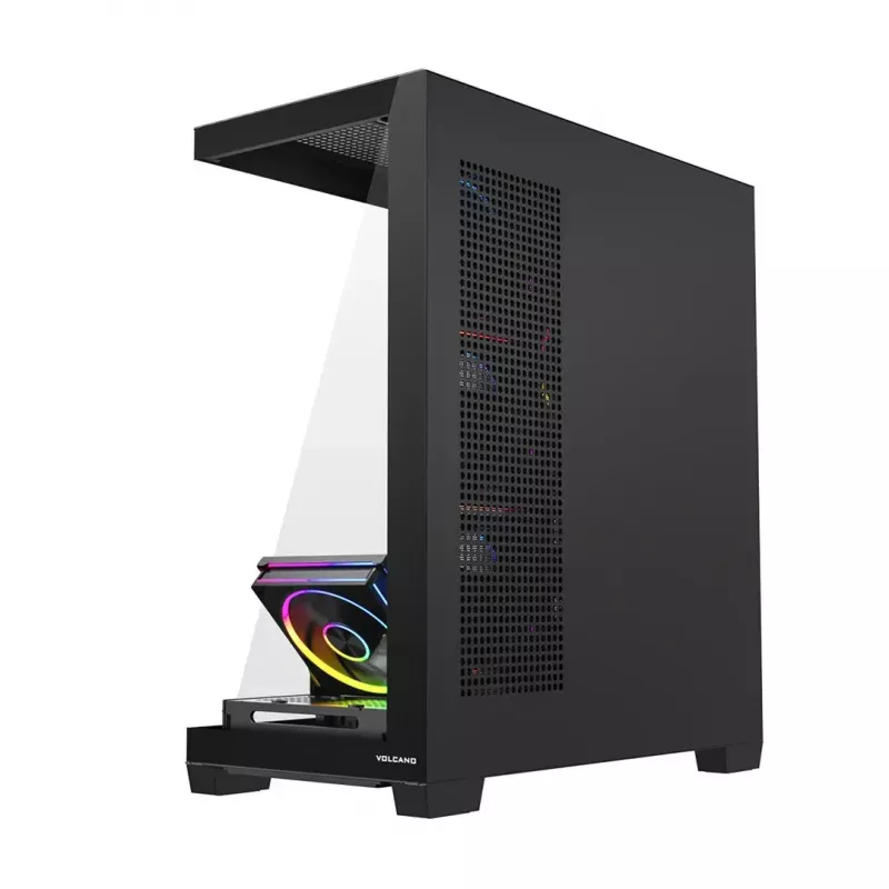 PC mid-tower korpusas MODECOM VOLCANO STELLAR PLUS ARGB MIDI, 5 priekiniai ventiliatoriai, grūdintas stiklas, USB-C