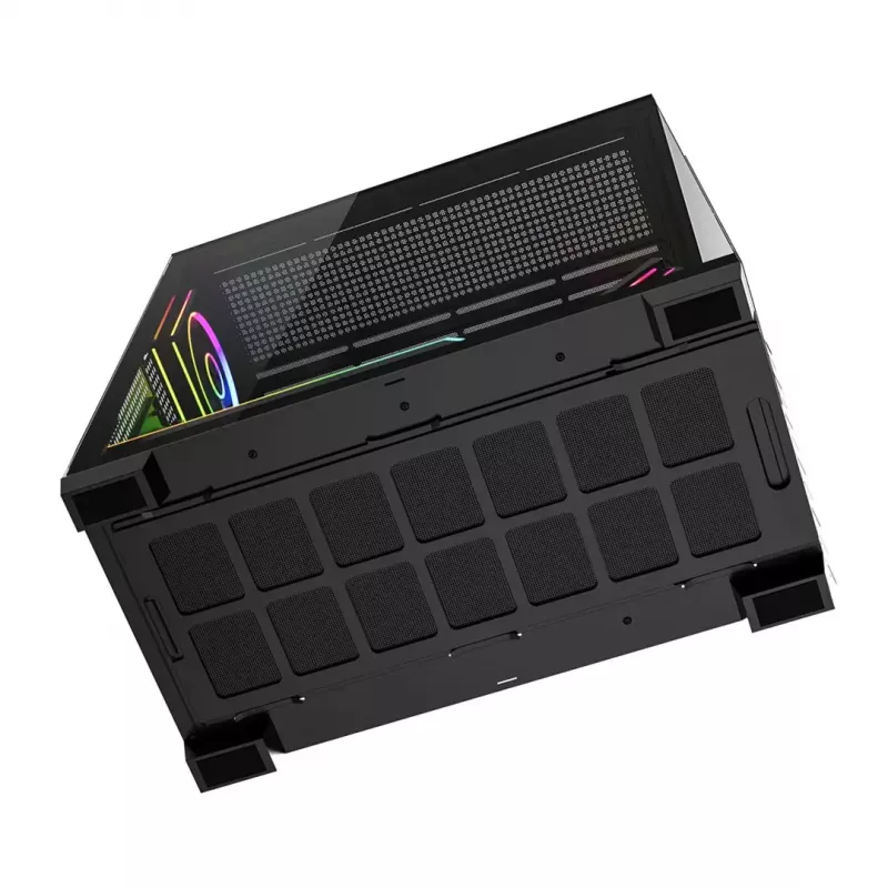 PC mid-tower korpusas MODECOM VOLCANO STELLAR PLUS ARGB MIDI, 5 priekiniai ventiliatoriai, grūdintas stiklas, USB-C