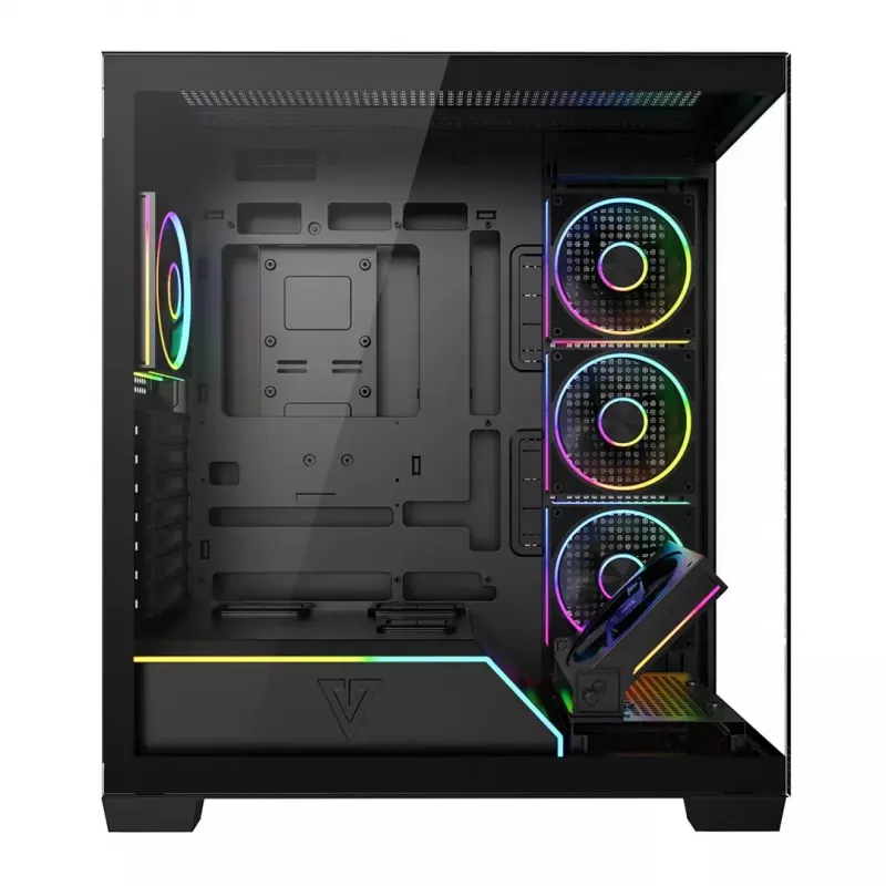 PC mid-tower korpusas MODECOM VOLCANO STELLAR PLUS ARGB MIDI, 5 priekiniai ventiliatoriai, grūdintas stiklas, USB-C