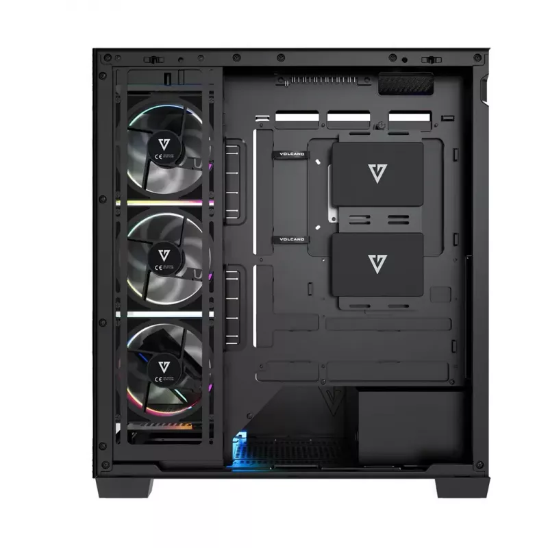 PC mid-tower korpusas MODECOM VOLCANO STELLAR PLUS ARGB MIDI, 5 priekiniai ventiliatoriai, grūdintas stiklas, USB-C