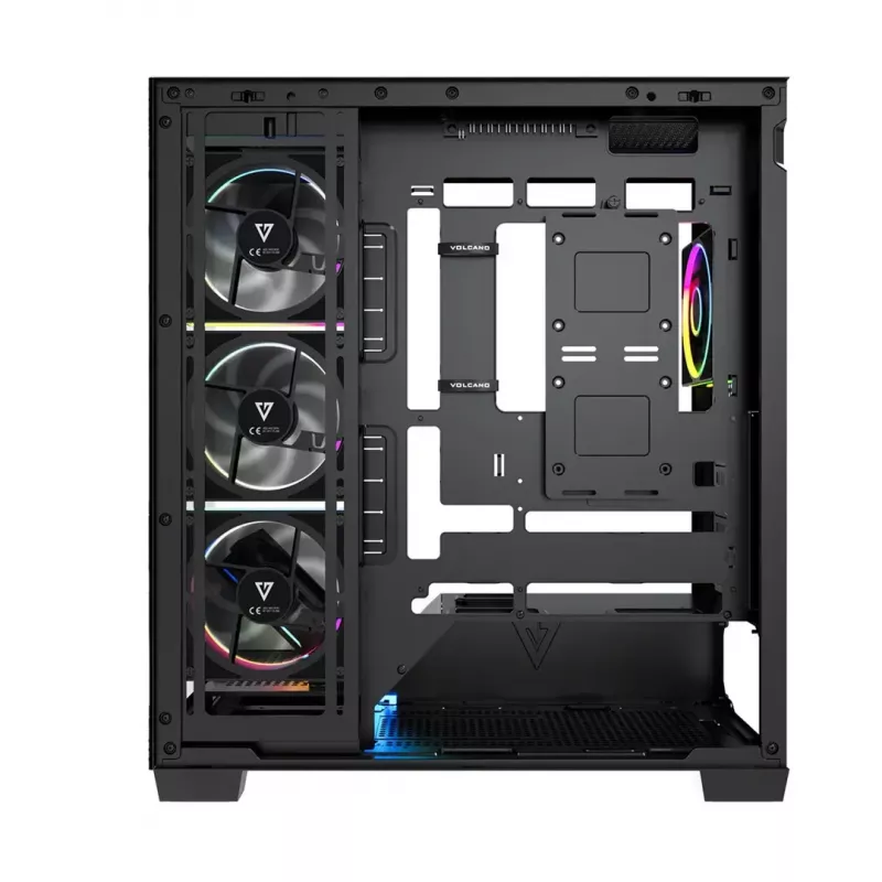 PC mid-tower korpusas MODECOM VOLCANO STELLAR PLUS ARGB MIDI, 5 priekiniai ventiliatoriai, grūdintas stiklas, USB-C