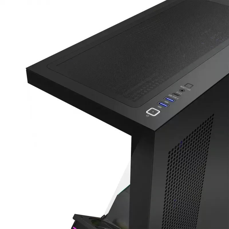 PC mid-tower korpusas MODECOM VOLCANO STELLAR PLUS ARGB MIDI, 5 priekiniai ventiliatoriai, grūdintas stiklas, USB-C