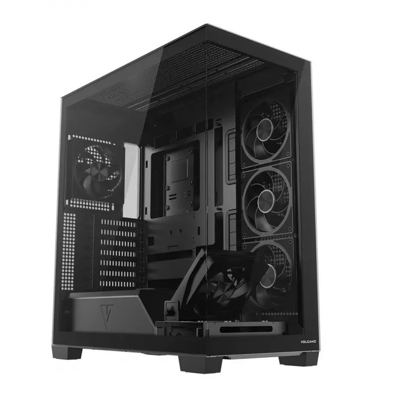 PC mid-tower korpusas MODECOM VOLCANO STELLAR PLUS ARGB MIDI, 5 priekiniai ventiliatoriai, grūdintas stiklas, USB-C
