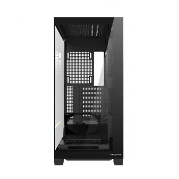 PC korpusas MODECOM VOLCANO STELLAR PLUS MIDI Juoda — midi bokštas ATX, grūdintas stiklas, USB-C, palaiko iki 420 mm GPU