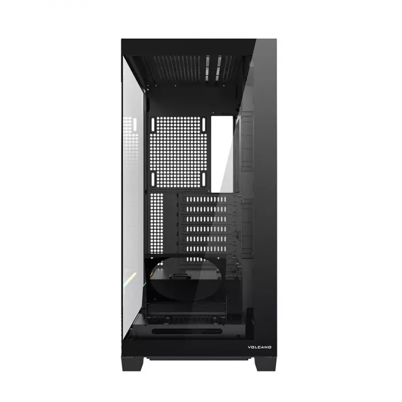 PC korpusas MODECOM VOLCANO STELLAR PLUS MIDI Juoda — midi bokštas ATX, grūdintas stiklas, USB-C, palaiko iki 420 mm GPU