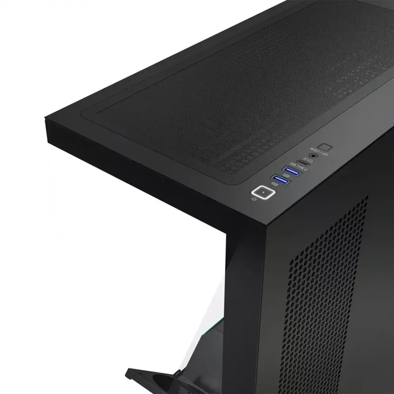 PC korpusas MODECOM VOLCANO STELLAR PLUS MIDI Juoda — midi bokštas ATX, grūdintas stiklas, USB-C, palaiko iki 420 mm GPU