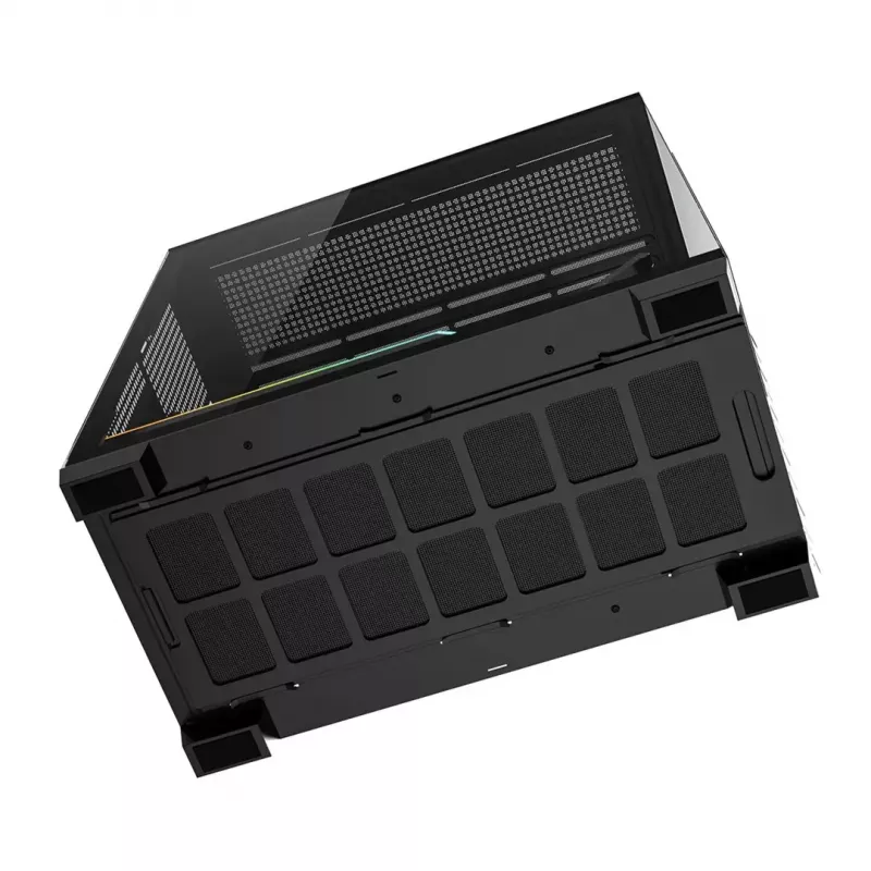 PC korpusas MODECOM VOLCANO STELLAR PLUS MIDI Juoda — midi bokštas ATX, grūdintas stiklas, USB-C, palaiko iki 420 mm GPU