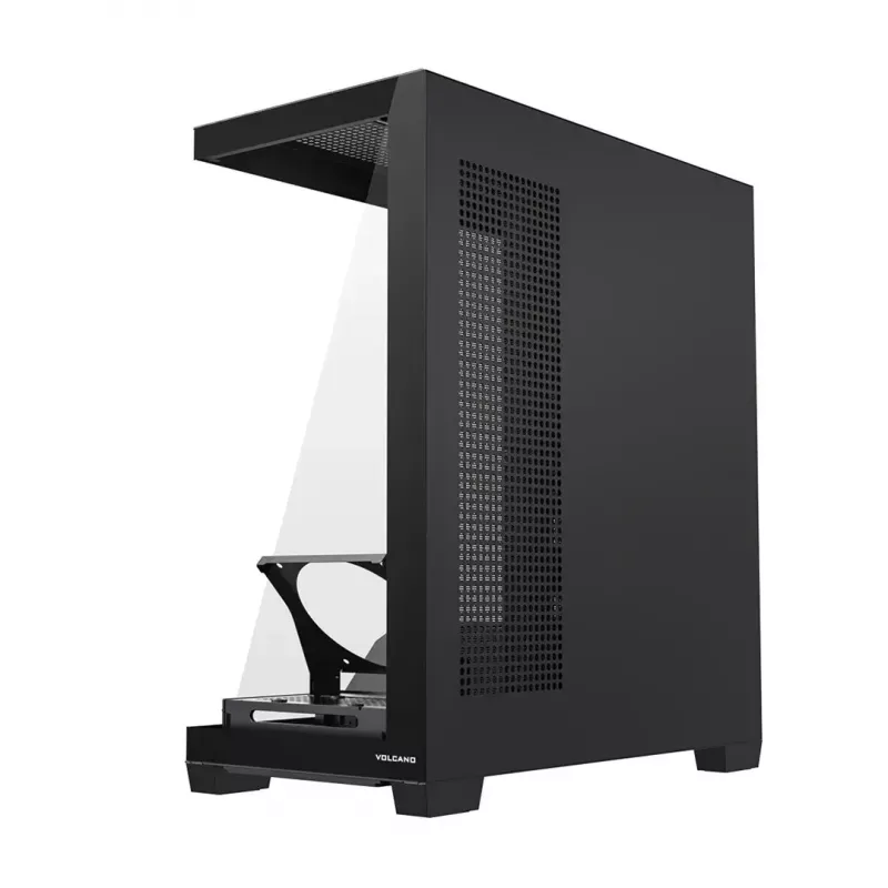 PC korpusas MODECOM VOLCANO STELLAR PLUS MIDI Juoda — midi bokštas ATX, grūdintas stiklas, USB-C, palaiko iki 420 mm GPU