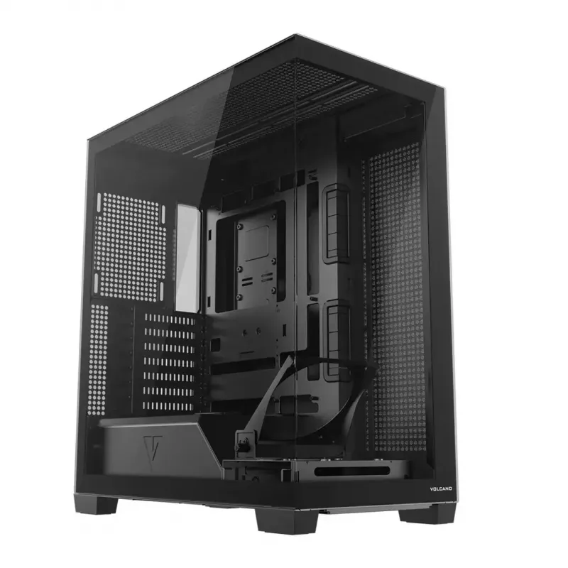 PC korpusas MODECOM VOLCANO STELLAR PLUS MIDI Juoda — midi bokštas ATX, grūdintas stiklas, USB-C, palaiko iki 420 mm GPU