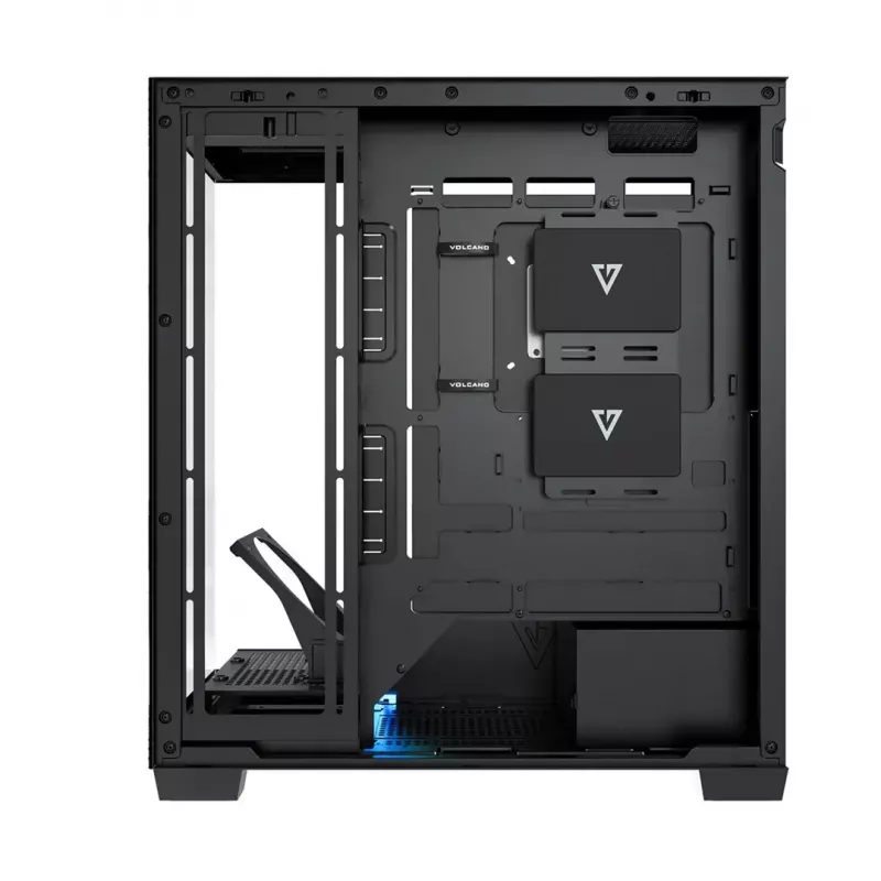 PC korpusas MODECOM VOLCANO STELLAR PLUS MIDI Juoda — midi bokštas ATX, grūdintas stiklas, USB-C, palaiko iki 420 mm GPU