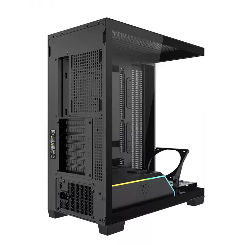 PC korpusas MODECOM VOLCANO STELLAR PLUS MIDI Juoda — midi bokštas ATX, grūdintas stiklas, USB-C, palaiko iki 420 mm GPU