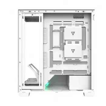 PC korpusas MODECOM VOLCANO STELLAR PLUS MIDI WHITE — Midi Tower, microATX, grūdintas stiklas, USB-C, palaiko GPU 420 mm