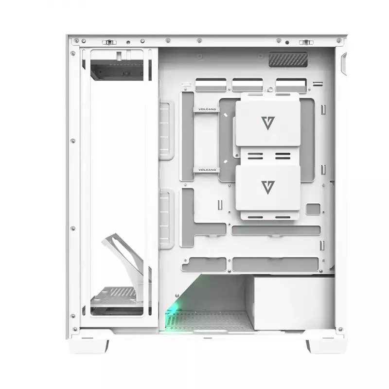 PC korpusas MODECOM VOLCANO STELLAR PLUS MIDI WHITE — Midi Tower, microATX, grūdintas stiklas, USB-C, palaiko GPU 420 mm