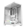 PC korpusas MODECOM VOLCANO STELLAR PLUS MIDI WHITE — Midi Tower, microATX, grūdintas stiklas, USB-C, palaiko GPU 420 mm