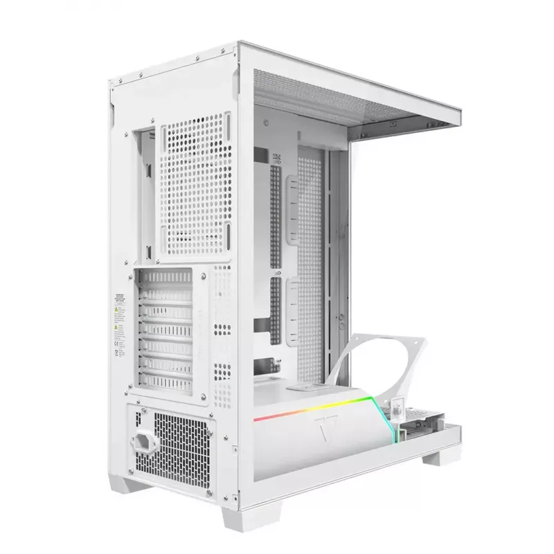 PC korpusas MODECOM VOLCANO STELLAR PLUS MIDI WHITE — Midi Tower, microATX, grūdintas stiklas, USB-C, palaiko GPU 420 mm