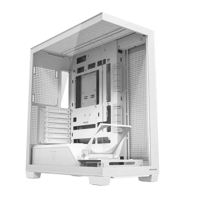 PC korpusas MODECOM VOLCANO STELLAR PLUS MIDI WHITE — Midi Tower, microATX, grūdintas stiklas, USB-C, palaiko GPU 420 mm