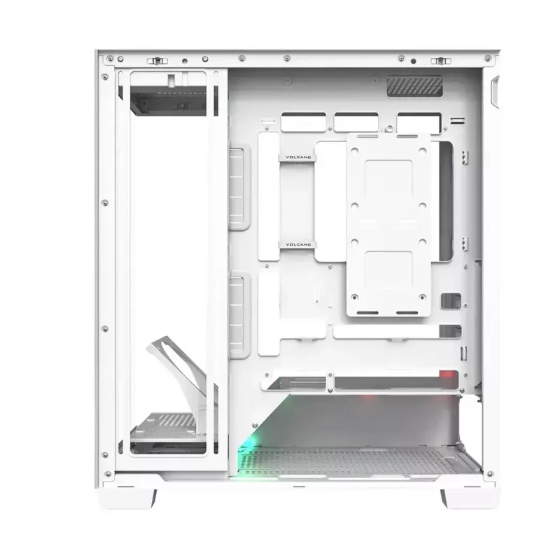PC korpusas MODECOM VOLCANO STELLAR PLUS MIDI WHITE — Midi Tower, microATX, grūdintas stiklas, USB-C, palaiko GPU 420 mm