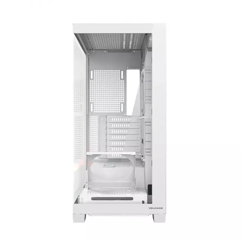 PC korpusas MODECOM VOLCANO STELLAR PLUS MIDI WHITE — Midi Tower, microATX, grūdintas stiklas, USB-C, palaiko GPU 420 mm