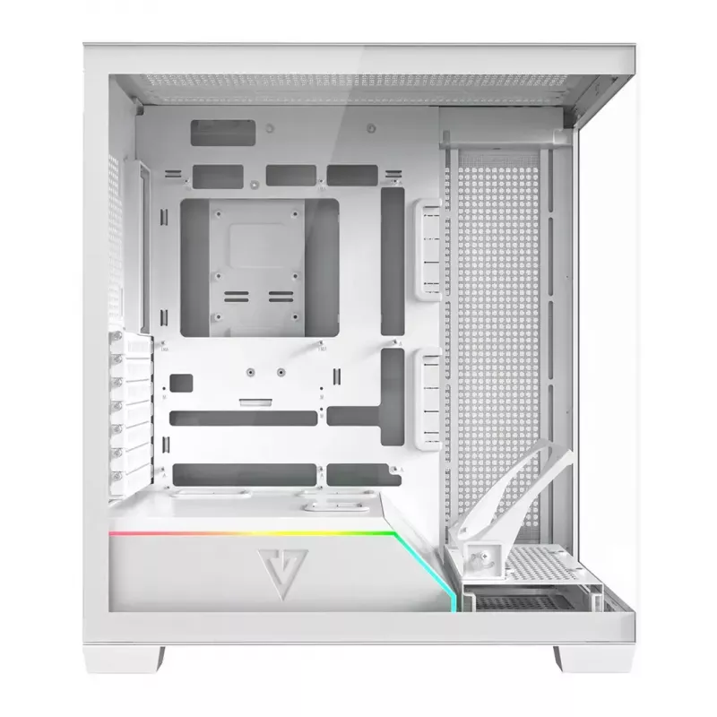 PC korpusas MODECOM VOLCANO STELLAR PLUS MIDI WHITE — Midi Tower, microATX, grūdintas stiklas, USB-C, palaiko GPU 420 mm