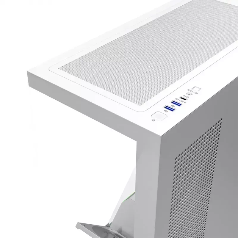 PC korpusas MODECOM VOLCANO STELLAR PLUS MIDI WHITE — Midi Tower, microATX, grūdintas stiklas, USB-C, palaiko GPU 420 mm
