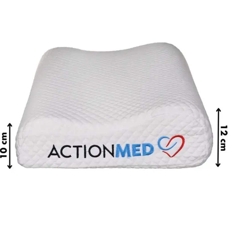 Ortopedinė kaklo pagalvė ActionMed CERVICAL MED PILLOW PO100AM — porolono užpildas, 550×360×120 mm, skalbiamas užvalkalas, balta