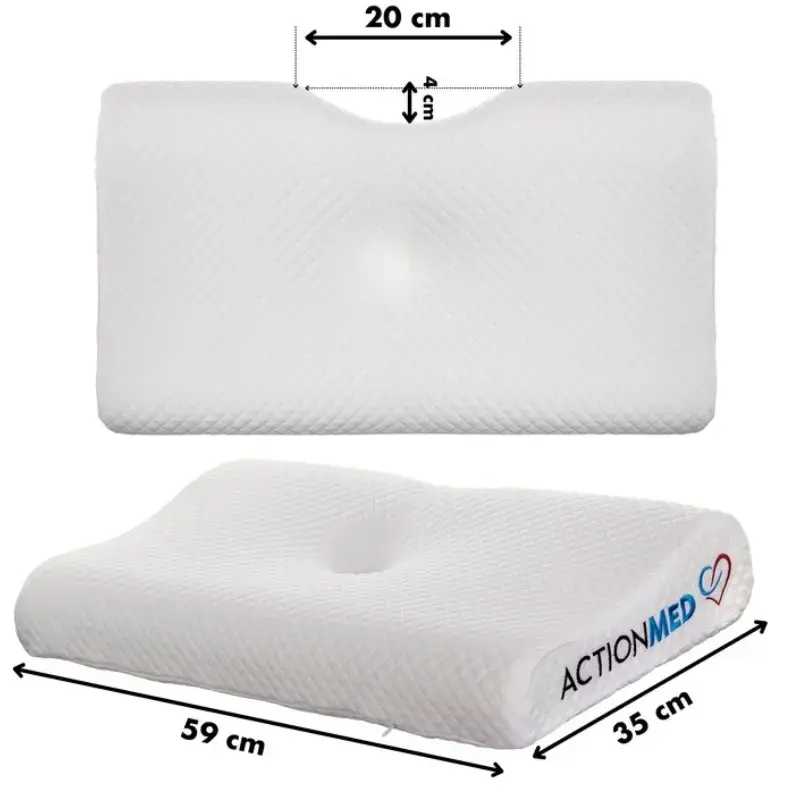 Ortopedinė pagalvė ActionMed PO200AM — anatominė putplasčio pagalvė galvai ir kaklui, 590×350 mm, maks. aukštis 11 cm, nuimamas užvalkalas