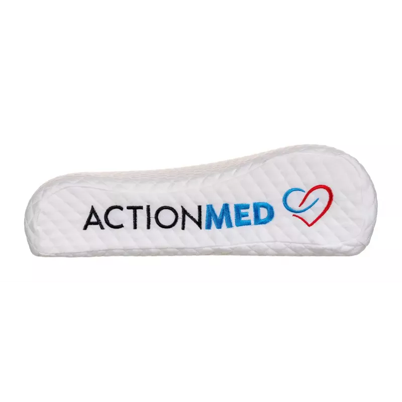 Ortopedinė pagalvė ActionMed PO200AM — anatominė putplasčio pagalvė galvai ir kaklui, 590×350 mm, maks. aukštis 11 cm, nuimamas užvalkalas