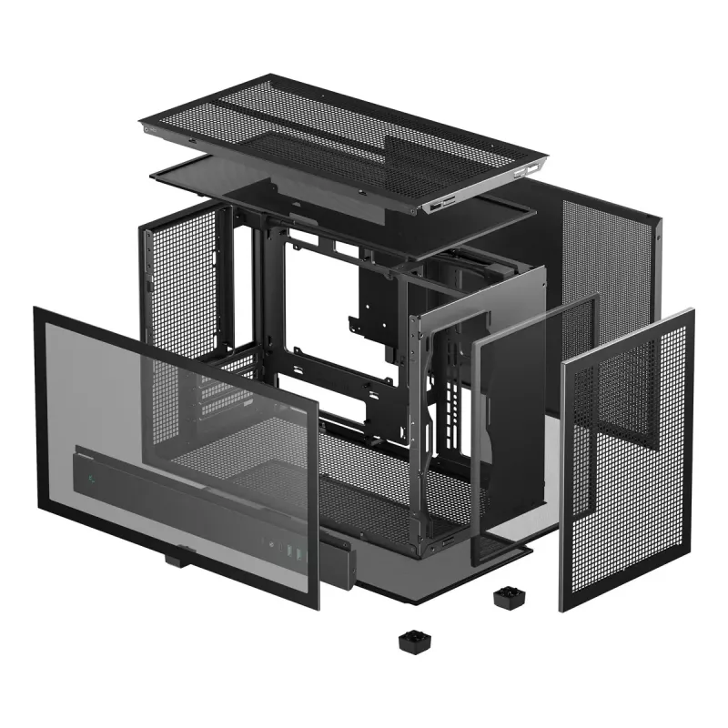 PC korpusas DeepCool CH260 Micro Tower Juoda — Micro-ATX/Mini-ITX, grūdintas stiklas, USB-C, maks. GPU 413 mm