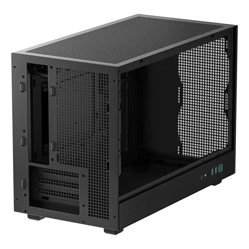 PC korpusas DeepCool CH260 Micro Tower Juoda — Micro-ATX/Mini-ITX, grūdintas stiklas, USB-C, maks. GPU 413 mm