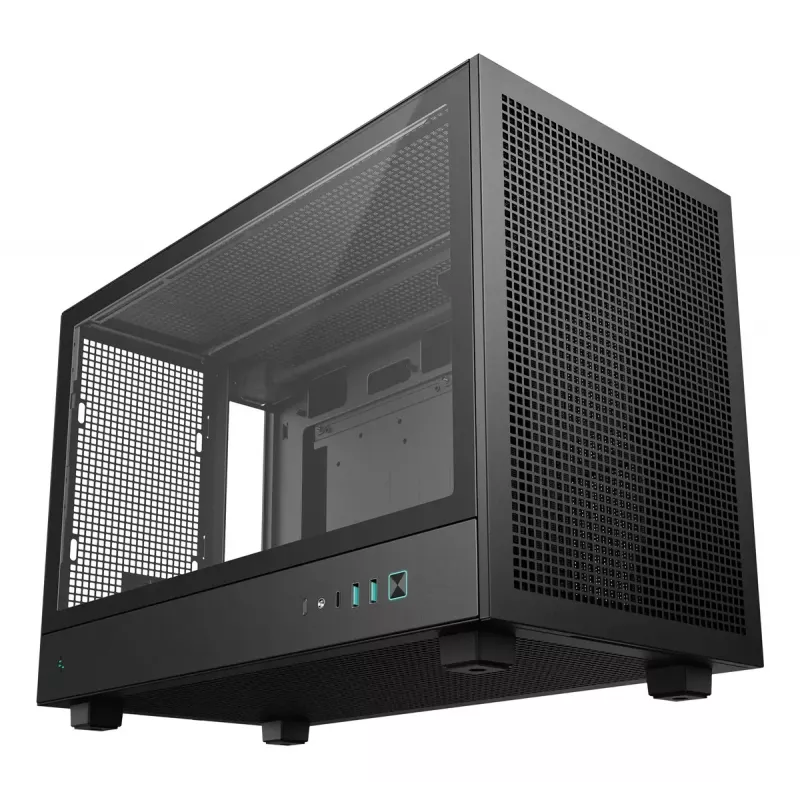 PC korpusas DeepCool CH260 Micro Tower Juoda — Micro-ATX/Mini-ITX, grūdintas stiklas, USB-C, maks. GPU 413 mm