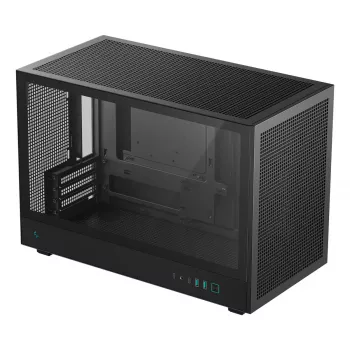 PC korpusas DeepCool CH260 Micro Tower Juoda — Micro-ATX/Mini-ITX, grūdintas stiklas, USB-C, maks. GPU 413 mm