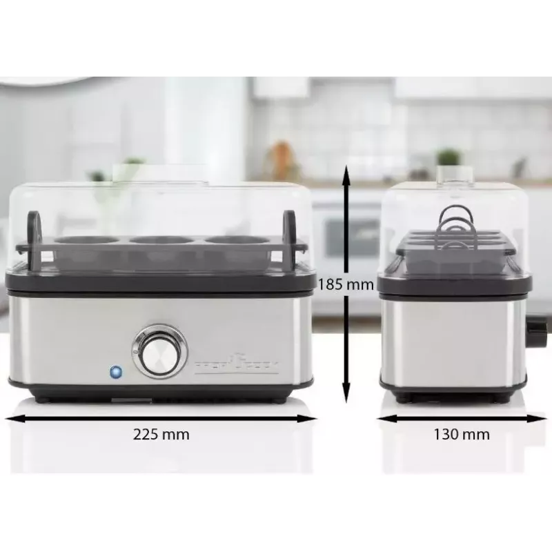 Elektrinis kiaušinių virimo aparatas ProfiCook 501275 — nerūdijantis plienas, 7 kiaušinių talpa, omleto/virtų kiaušinių be lukšto įdėklas