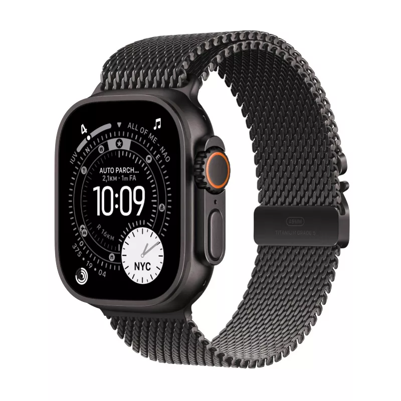Apple Watch Ultra 3 GPS + Cellular 49mm Juoda Titanium Case su Juoda Titanium Milanese Loop Large
