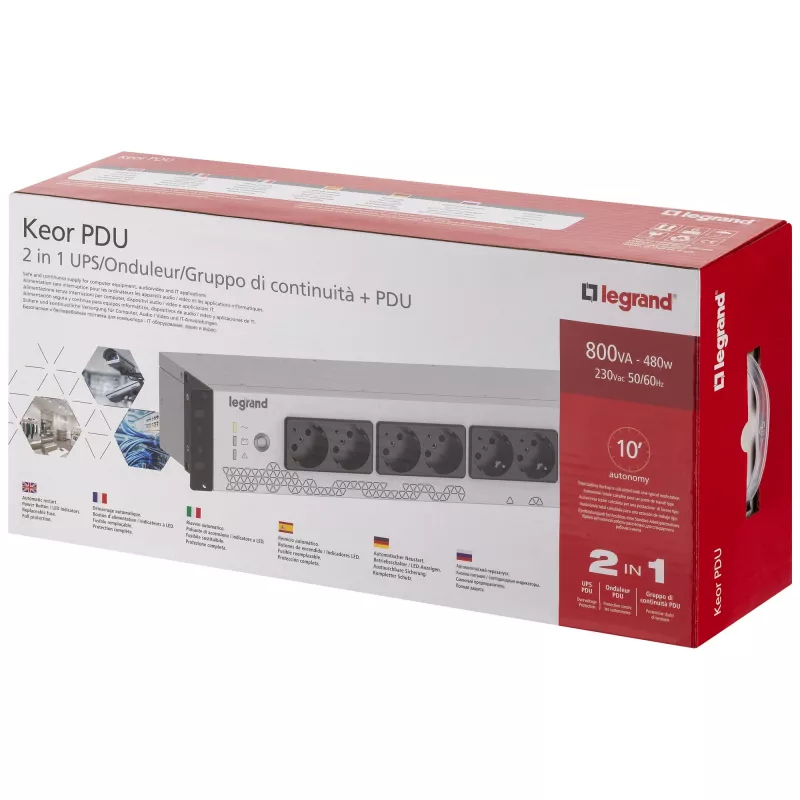 Legrand Keor UPS PDU 800VA FR INPUT 8 FR OUTPUT nepertraukiamo maitinimo šaltinis (UPS) budėjimo (offline) 0,8 kVA 480 W 8 kintamosios srovės lizdų