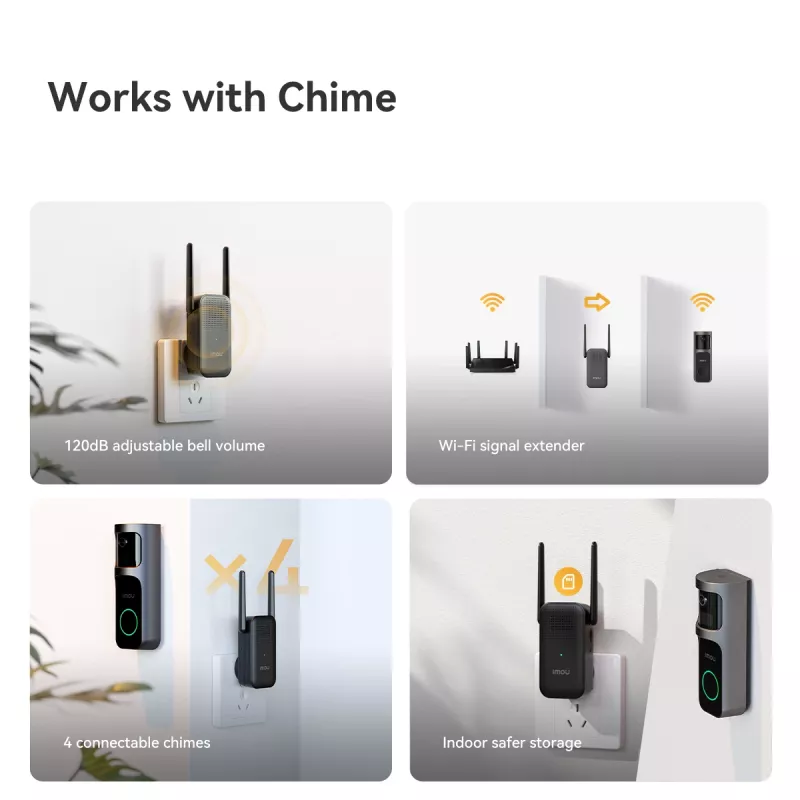 Imou Doorbell 2S Kit juodas 3 MP belaidis montavimas ant sienos