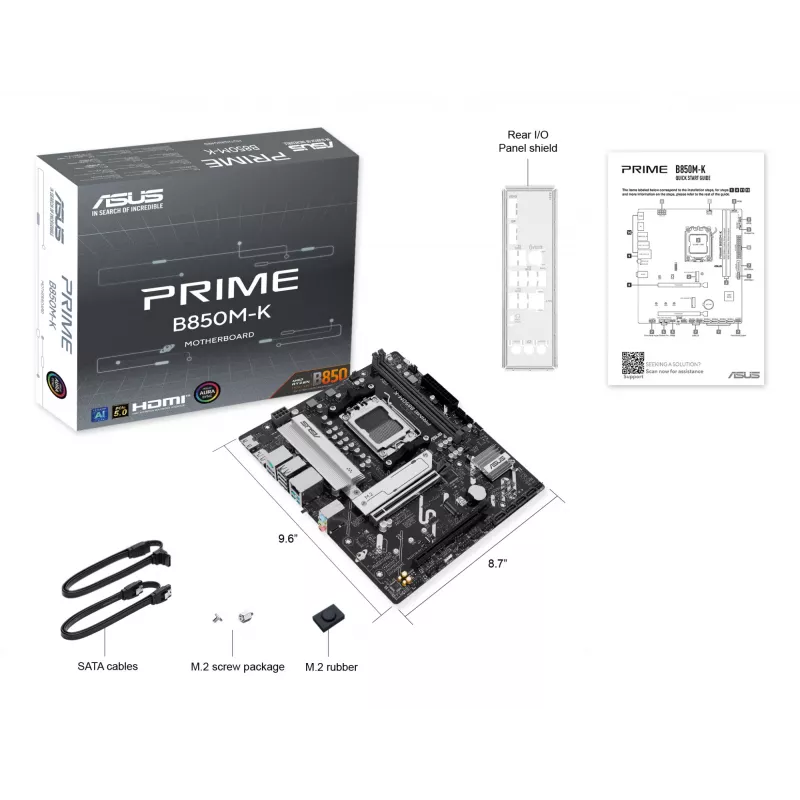 Pagrindinė plokštė ASUS PRIME B850M-K AMD B850 Socket AM5 mikro ATX