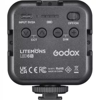 Vaizdo kameros blykstė Godox LED6BI Juoda 6500K Baterija 10h