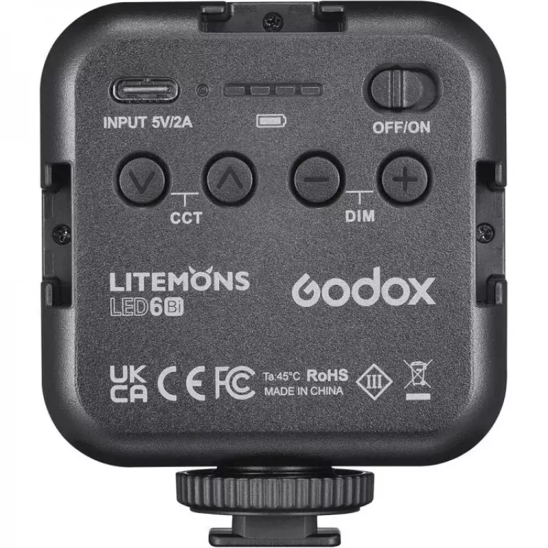 Vaizdo kameros blykstė Godox LED6BI Juoda 6500K Baterija 10h