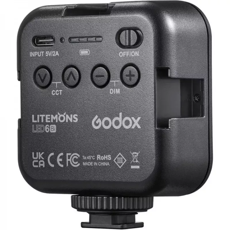 Vaizdo kameros blykstė Godox LED6BI Juoda 6500K Baterija 10h