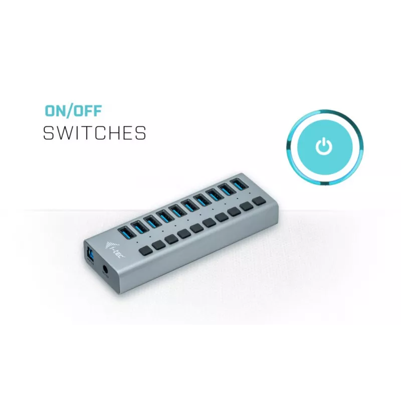 i-tec USB 3.0 įkrovimo šakotuvas 10 prievadų + maitinimo adapteris 48 W