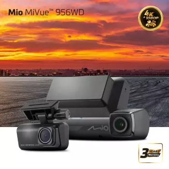 Automobilinė vaizdo kamera MIO MiVue 956WD su GPS ir Wi‑Fi, priekinio vaizdo fiksavimui skirtas stiklo laikiklis