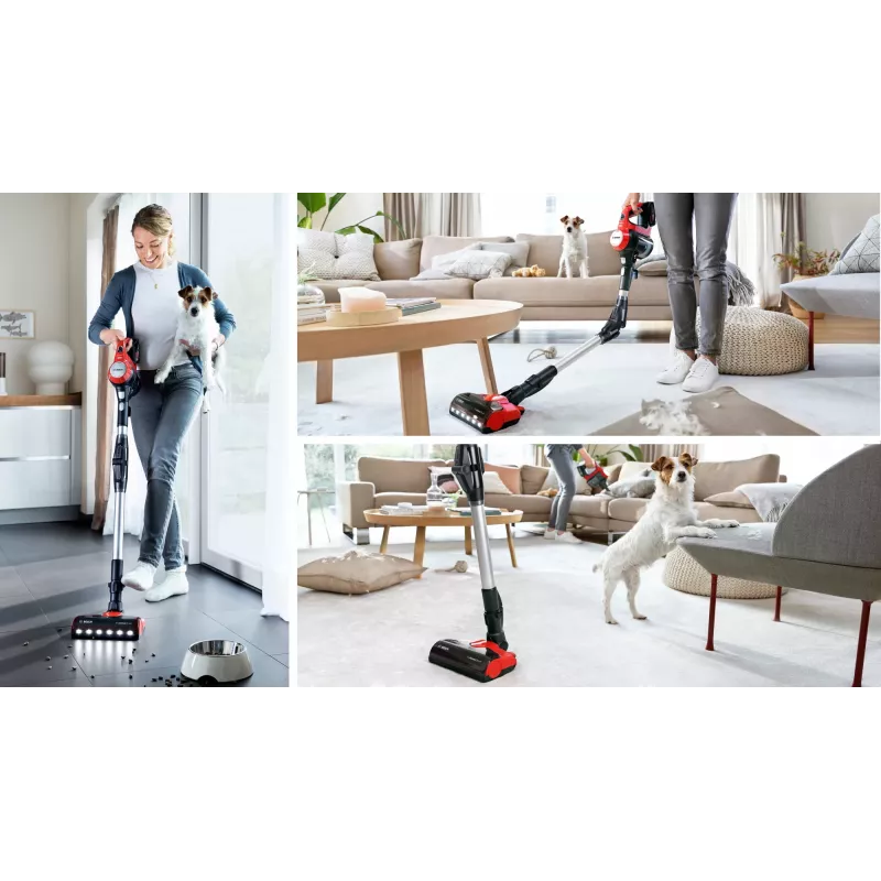 Bosch BCS711PET belaidis dulkių siurblys/elektrinė šluota Baterija Sausas Be maišelio 0,3 L Juoda, Raudona 3 Ah