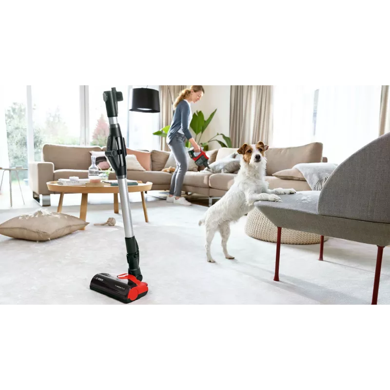 Bosch BCS711PET belaidis dulkių siurblys/elektrinė šluota Baterija Sausas Be maišelio 0,3 L Juoda, Raudona 3 Ah