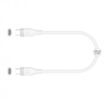 USB-C į USB-C įkrovimo/duomenų kabelis j5create JUCX17W, 60 W, skystas silikonas, 1,8 m, baltas