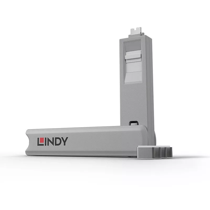 Lindy USB Type C prievado blokatoriaus raktas - pakuotėje 4 blokatoriai, balti
